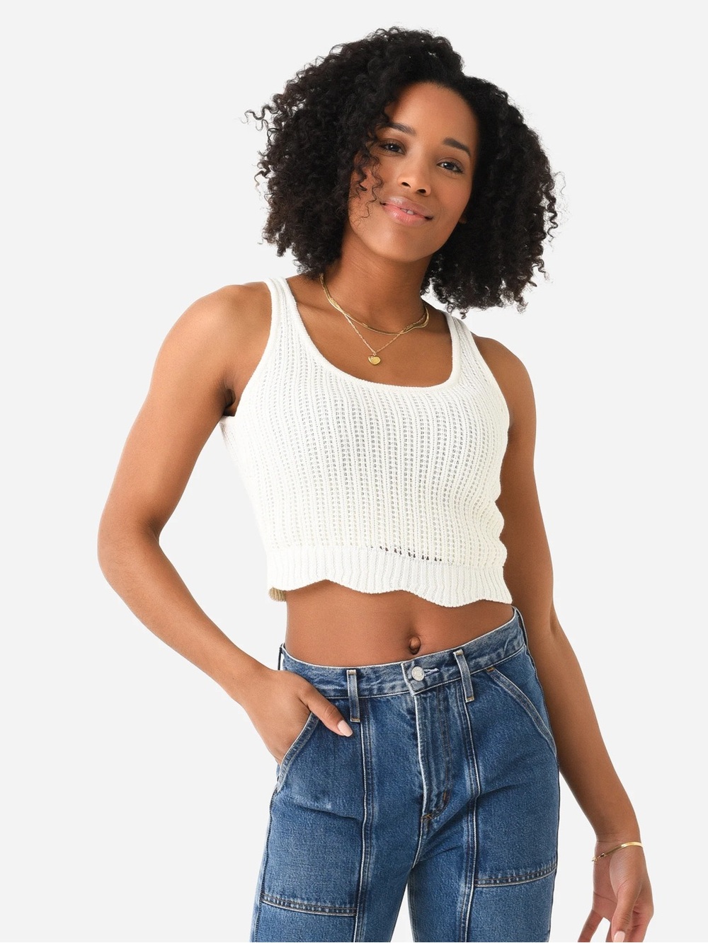 Z Supply White Cropped Knit Tank